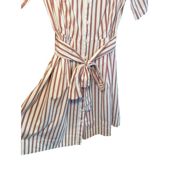 Boden Women 4 Anastasia Shirt Dress‎ Tie Waist Brown Conker/Ivory Button Up - Picture 6 of 17